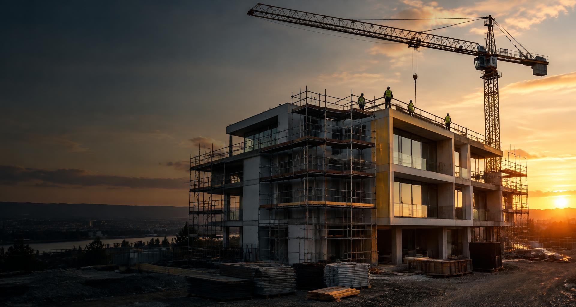 Modernes Bauprojekt mit Baukran in Hamburg